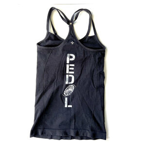 Nux Black Strappy Racerback Fitted Tank Top Size Small “Pedal” Biking Athilesure